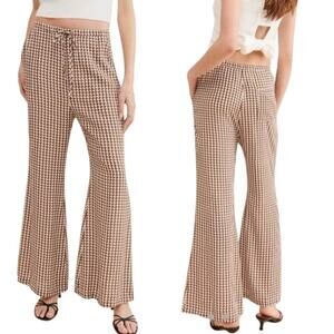 Anthropologie Charlie Holiday Lola Geometric Flare Pants Brown Womens Size Large